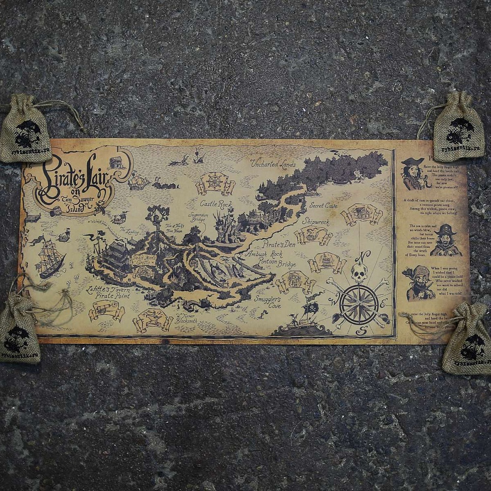 Плакат Карта пиратского острова Тома Сойера
